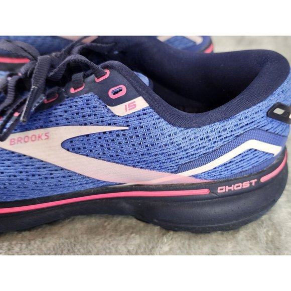 Brooks Ghost 15 Running Shoes Womens Size 9.5 Blue Peacoat Pink Athletic Sneaker - Picture 10 of 11